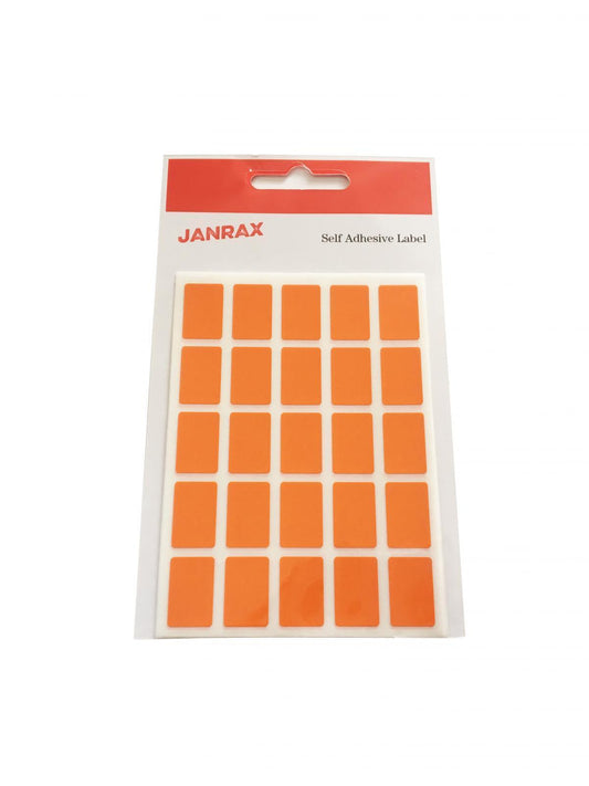 Pack of 125 Orange 12x18mm Rectangular Labels - Adhesive Stickers