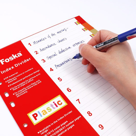 A4 Multicolour 10 Part Tab Dividers with Writable Cover for Ring Binders