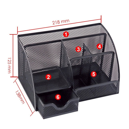 6 Compartment Wire Mesh Desktop Organiser