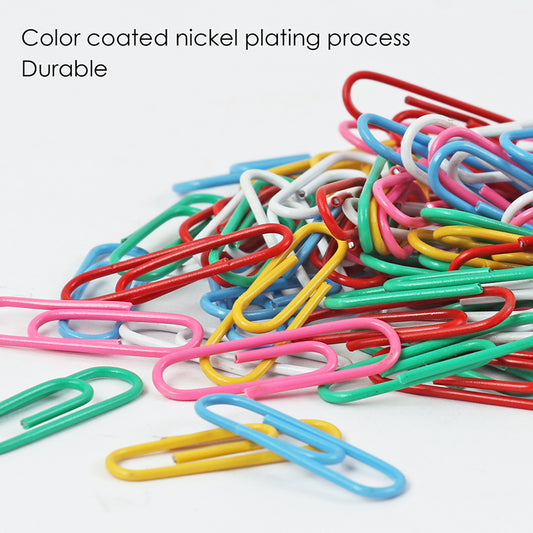 Pack of 100 Assorted Coloured Paper Clips 33mm