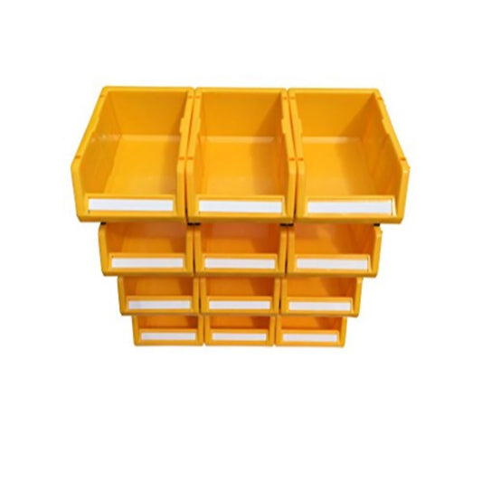 Stackable Yellow Storage Picking Bin with 4 Riser Stands and Label - 325x210x130mm