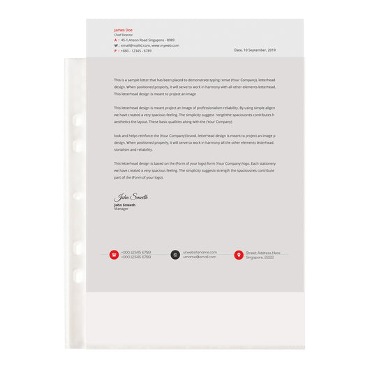 Pack of 100 A5 Glass Clear Punched Pockets by Janrax