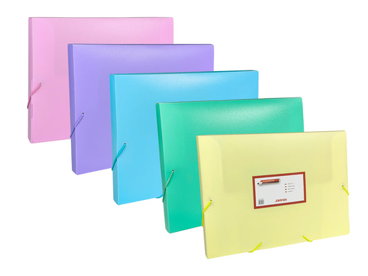 Pastel Blue A4 Elastic Closure Box File