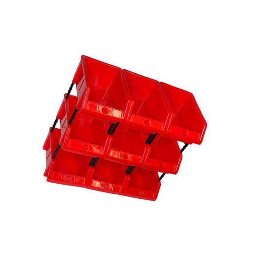 Stackable Red Storage Pick Bin with Riser Stands 170x118x75mm