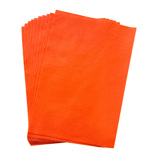 Pack of 10 A4 Orange Coloured Felt 180gsm Sheets