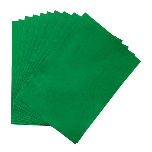 Pack of 10 A4 Green Coloured Felt 180gsm Sheets