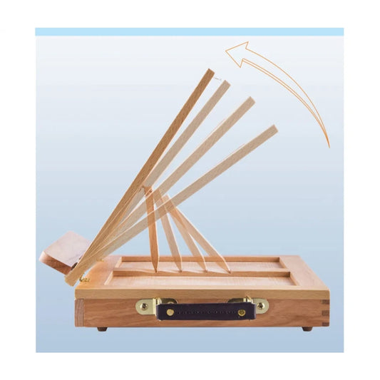 Desktop Art Beech Wood Painting Stand Display Easel with Storage 34.5 x 26 x 6.5cm