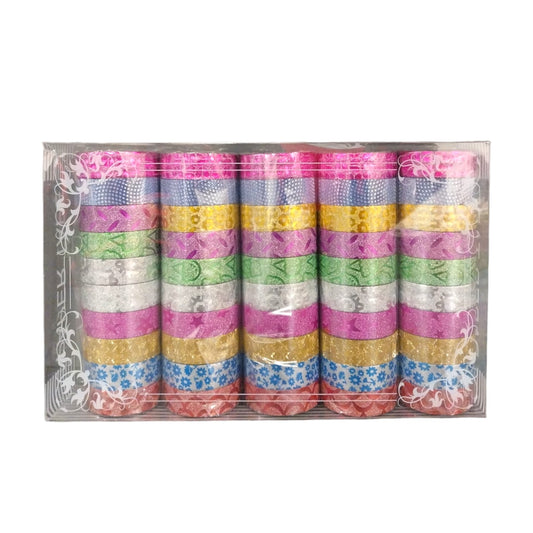 Pack of 10 Colourful Adhesive DIY Glitter Tapes 15mm x 3m