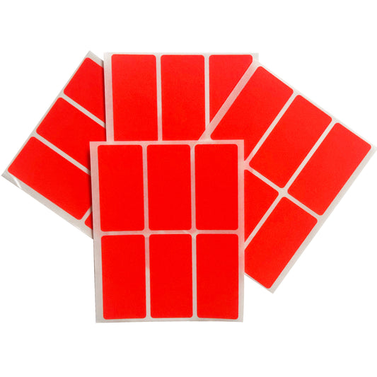 Pack of 24 Fluorescent Red 25x50mm Rectangular Labels - Adhesive Stickers