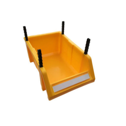 Stackable Yellow Storage Picking Bin with 4 Riser Stands and Label - 325x210x130mm
