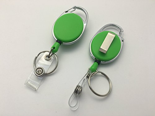 Green Solid Key Reel with Keyring & ID Card Badge Holder