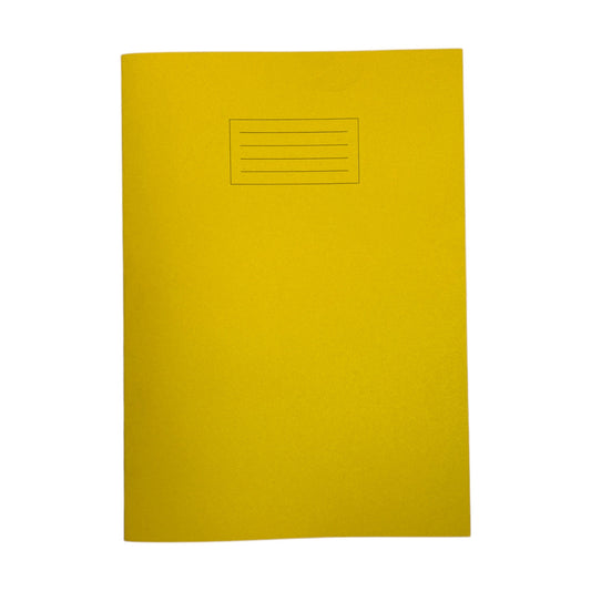 Janrax A4+ Yellow 48 Page Feint Ruled and Margin Exercise Book WF Paper with 225gsm Manilla Cover 240x340mm Workbook