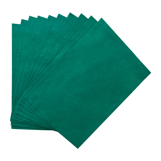 Pack of 10 A4 Dark Green Coloured Felt 180gsm Sheets