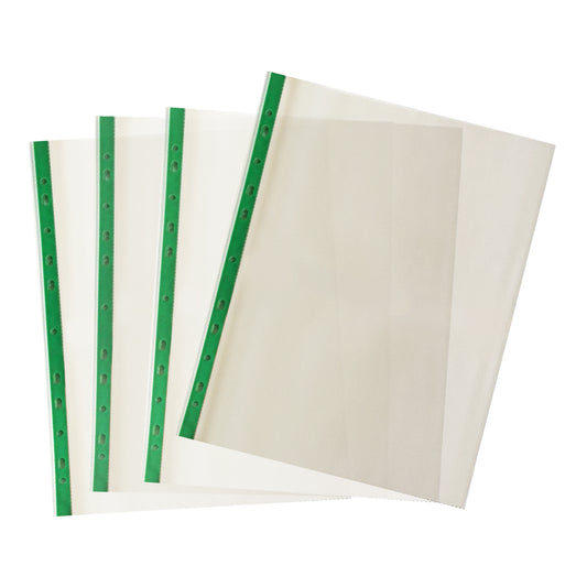 Pack of 100 A4 Premium Glass Clear Punched Pockets (90 Micron) - 708099
