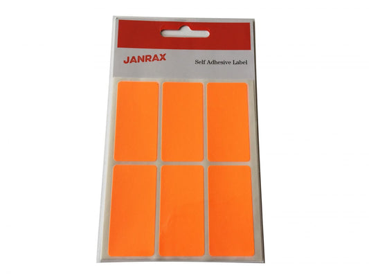 Pack of 24 Fluorescent Orange 25x50mm Rectangular Labels - Adhesive Stickers