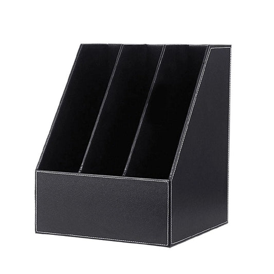 Desktop 3 Slot Magazine Holder Black Organiser 26 x 27 x 34cm