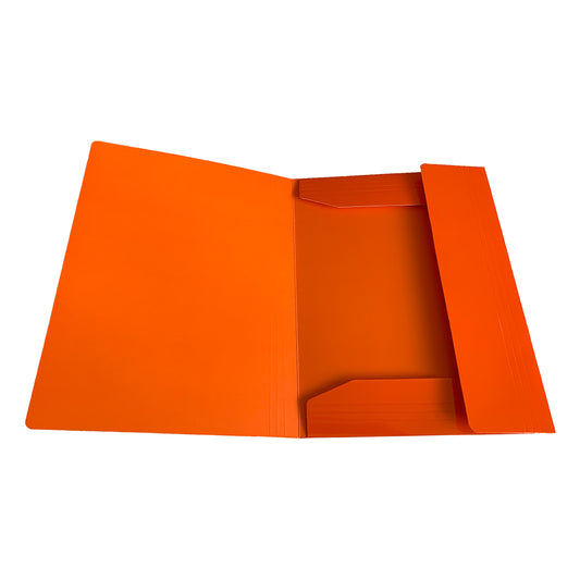 Janrax A4 Orange Laminated Card 3 Flap Folder with Elastic Closure