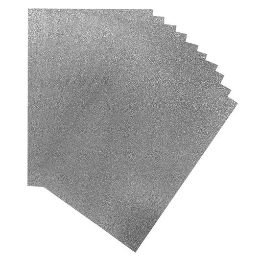 Pack of 10 A4 Silver Coloured Glitter Card 230gsm Sheets