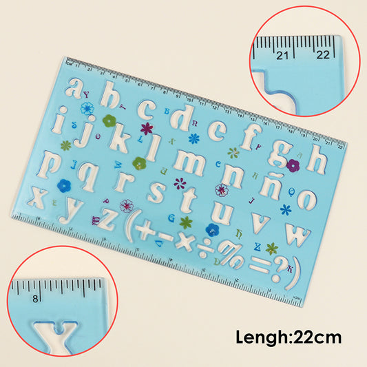 Pack of 2 Transparent Plastic Uppercase Lowercase Stencil Ruler Set
