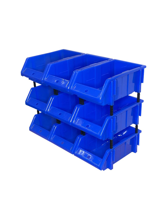 Stackable Blue Storage Pick Bin with Riser Stands 325x210x130mm