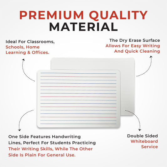 Pack of 12 Handwriting Lined A4 Drywipe Whiteboards