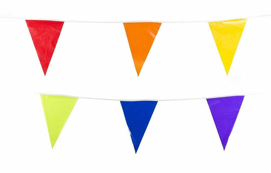 M1002 Rainbow Multi Coloured Bunting 10m with 20 Pennants