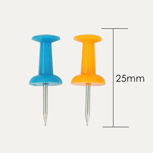 Tub of 200 Assorted Colour Push Pins 25mm
