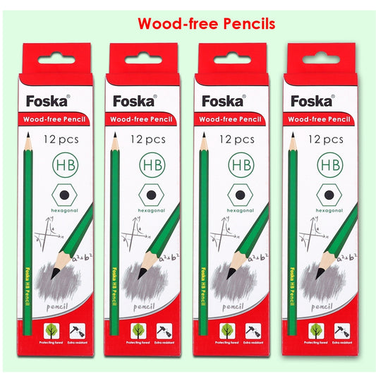 Pack of 12 7'' Flexible Sharpened Plastic Wood- Free HB Pencils with Eraser