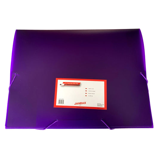 A4 Clearview Purple Box File with Elastic Closure