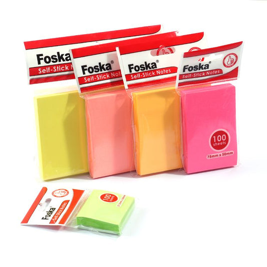 100 Sheets Fluorescent Light Pink Color Sticky Notes 75x50mm