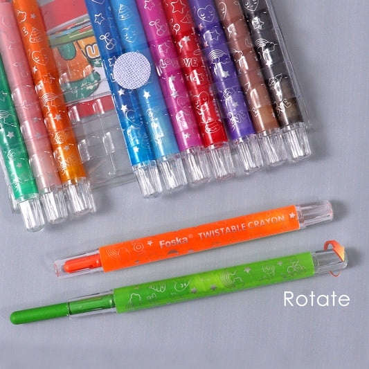 Pack of 12 Assorted Colour Twistable Crayons