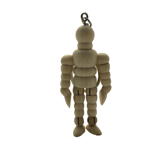 2.5" Wooden Manikin Keyring - Movable Wood Limbs