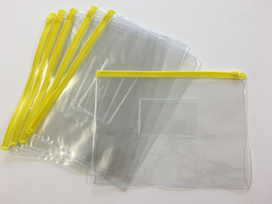Pack of 12 A5 Yellow Zip Zippy Bags