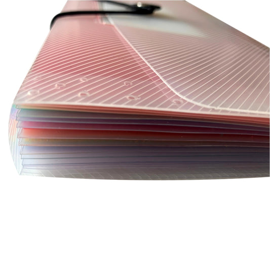 13 Part DL Rainbow Coloured Tabs Expanding File with Elastic Closure