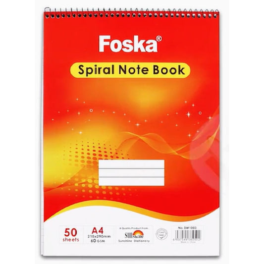 A4 50 Sheets Lined Spiral Notebook