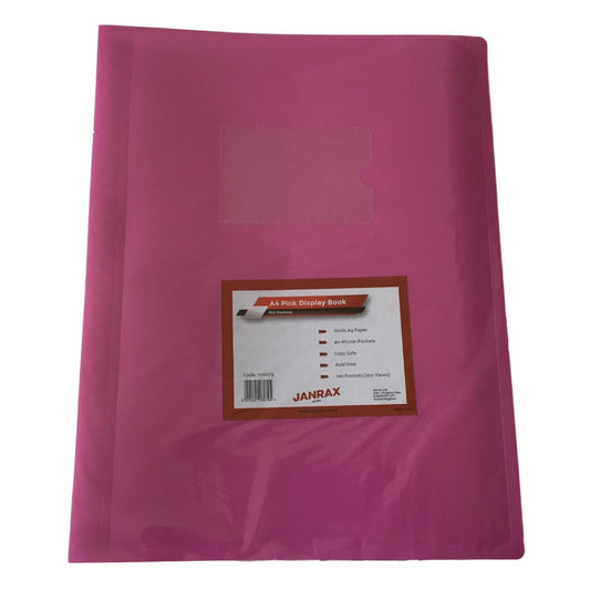 A4 Pink Flexible Cover 100 Pocket Display Book
