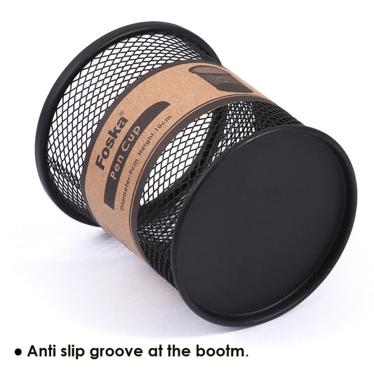 Black Wire Mesh Desk Pen Pot 9 x 10cm