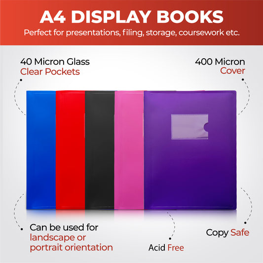 A4 Blue Flexible Cover 80 Pocket Display Book