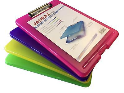 Pack of 8 Assorted Colour A4 Clipboard Box Files
