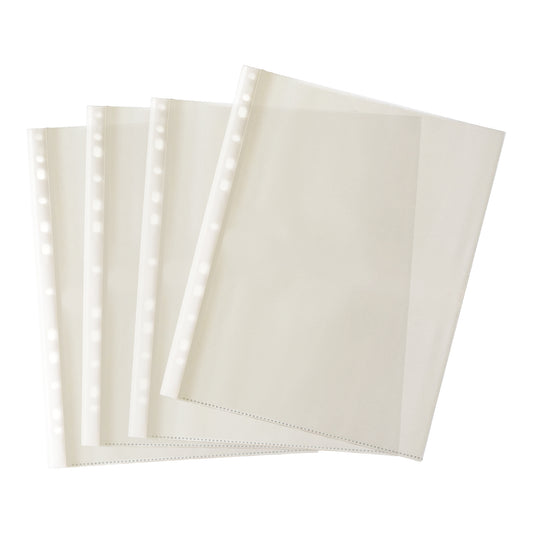 Pack of 100 A4 Glass Clear Punched Pockets by Janrax 