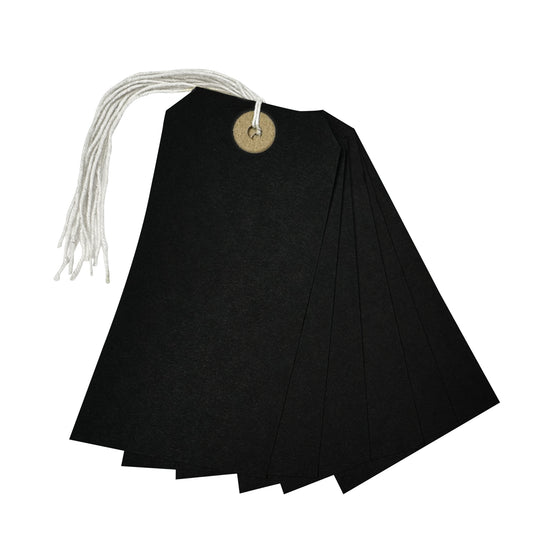 Pack of 50 Black Strung Tags 120mm x 60mm