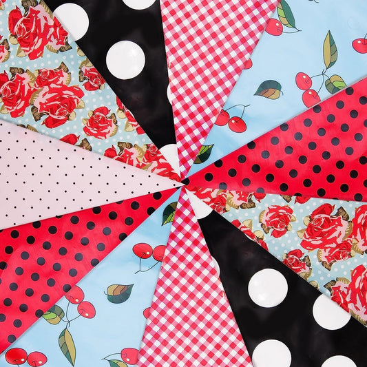 JA001 Punk Vintage Pattern Bunting 10m with 20 Pennants