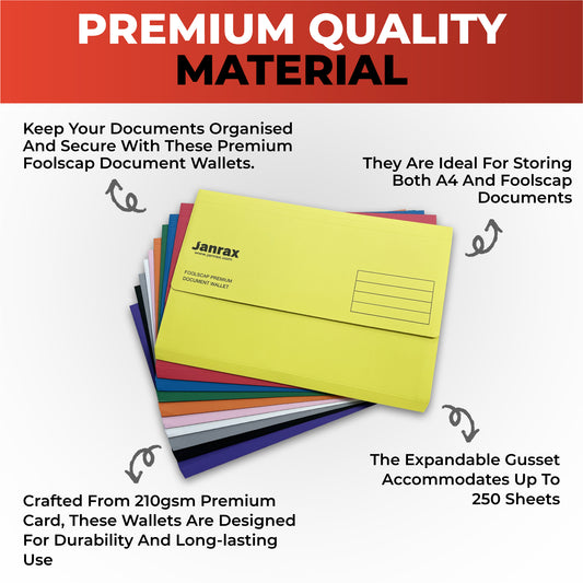 Pack of 10 Blue Card Premium Foolscap Document Wallets