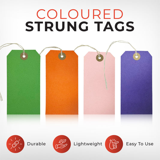 Pack of 50 Dark Pink Strung Tags 120mm x 60mm