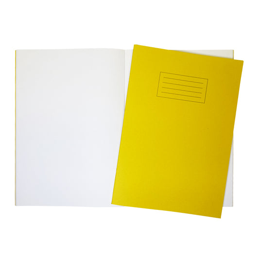 Janrax A4 Yellow 80 Page Blank Paper Exercise Book WF Paper with 225gsm Manilla Cover