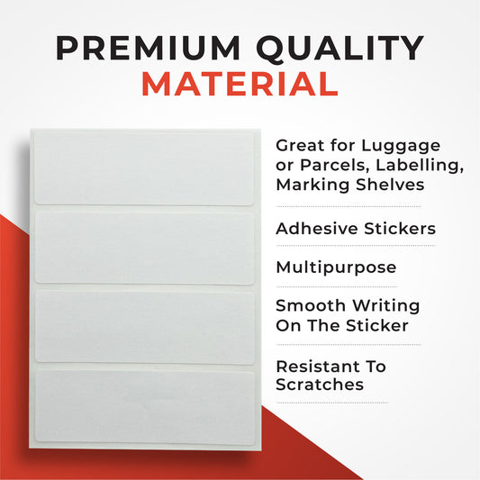 Pack of 120 White 6x50mm Rectangular Labels - Adhesive Stickers