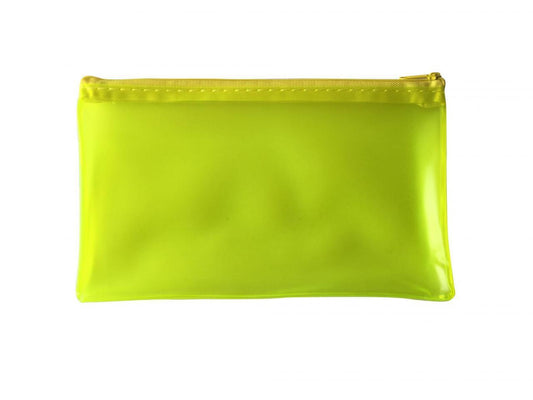 8x5" Frosted Yellow Pencil Case - See Through Exam Clear Translucent