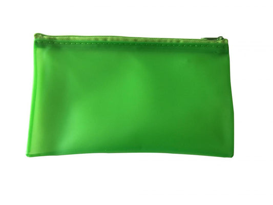 8x5" Frosted Green Pencil Case - See Through Exam Clear Translucent