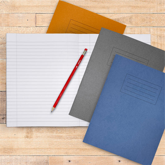 Janrax 9x7" Pink 80 Page Feint Ruled with Margin Exercise Book WF Paper with 225gsm Manilla Cover