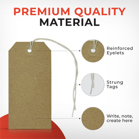 Pack of 50 Brown Buff Strung Tags 134mm x 67mm